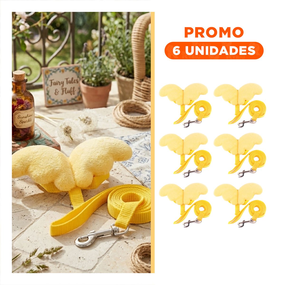 PACK6 SOPORTE AJUSTABLE AMARILLO PET CON ALITAS PEQUENAS SEGURO - 1