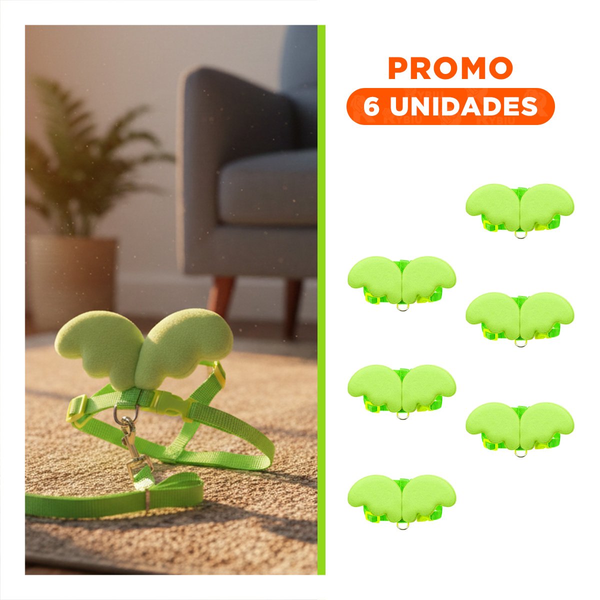 PACK6 SOPORTE AJUSTABLE VERDE PET CON ALITAS PEQUENAS SEGURO - 1