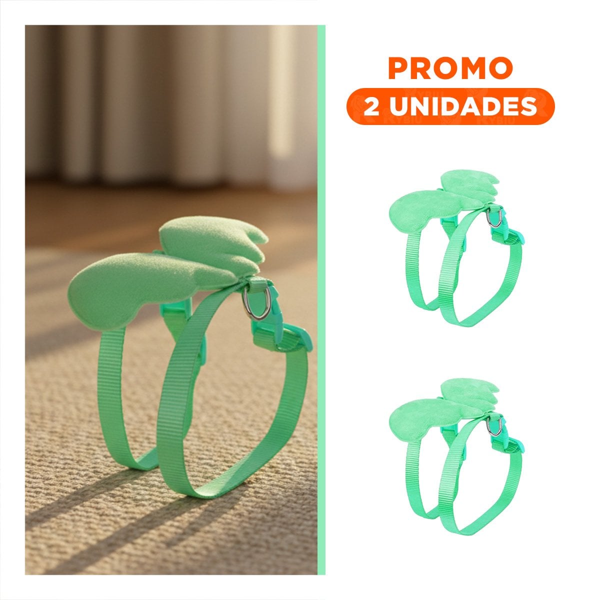 PACK2 PECHERA CON ALITAS PEQUENAS TURQUESA PET COMODA Y AJUSTABLE - 1