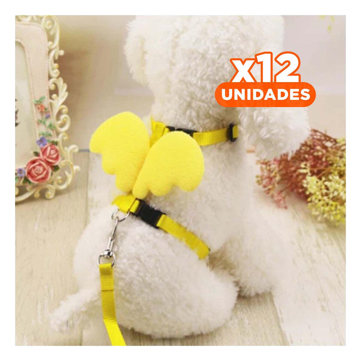 PACK12 CHALECO PET AMARILLO CON ALITAS PEQUENAS LIGERO Y AJUSTABLE - 1