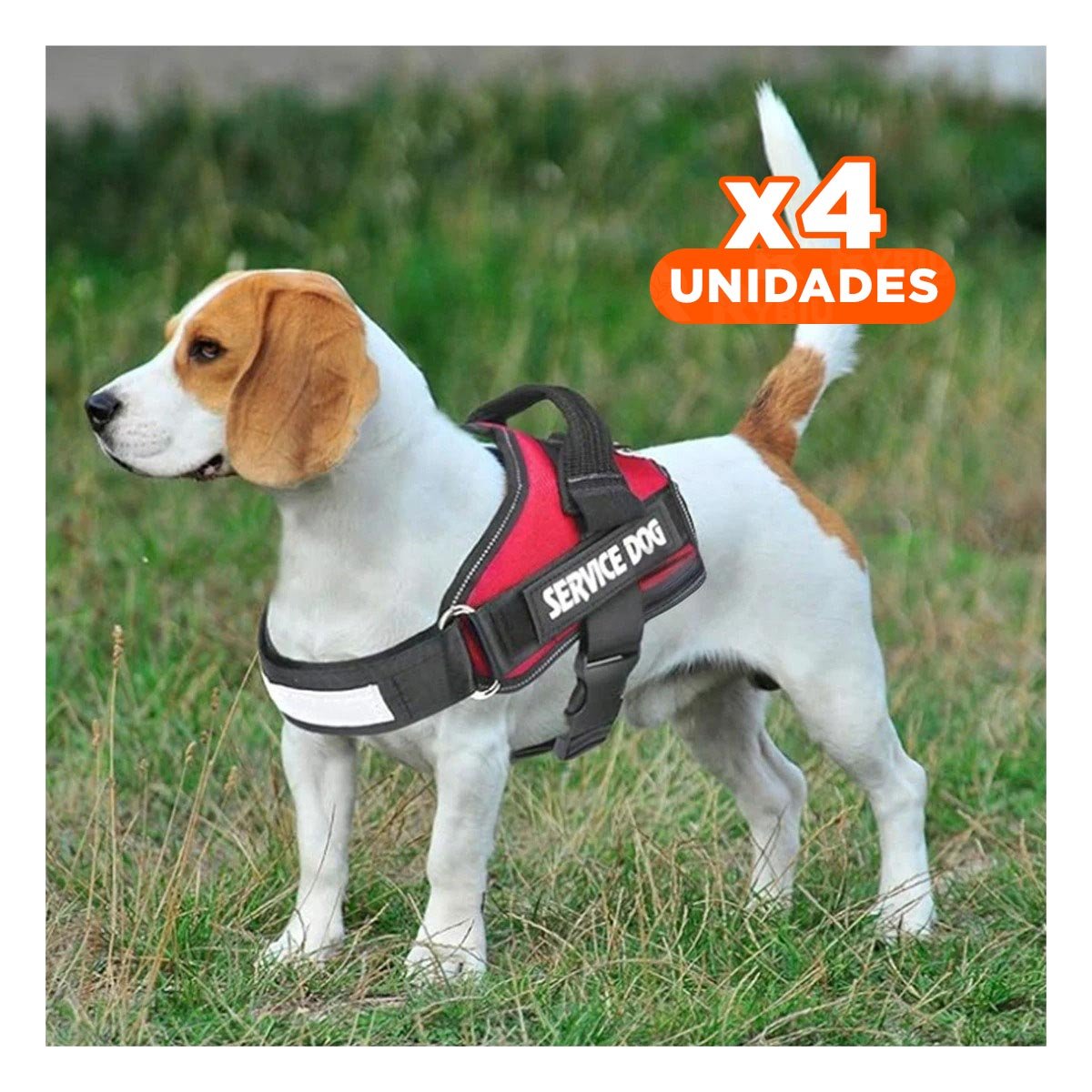 PACK4 CHALECO DE CONTROL CON ASA SUPERIOR SERVICE DOG TALLA S ROJO - 1