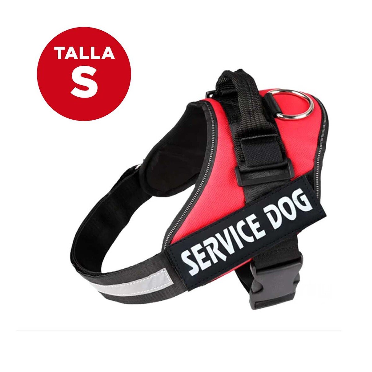 PACK4 CHALECO DE CONTROL CON ASA SUPERIOR SERVICE DOG TALLA S ROJO - 4