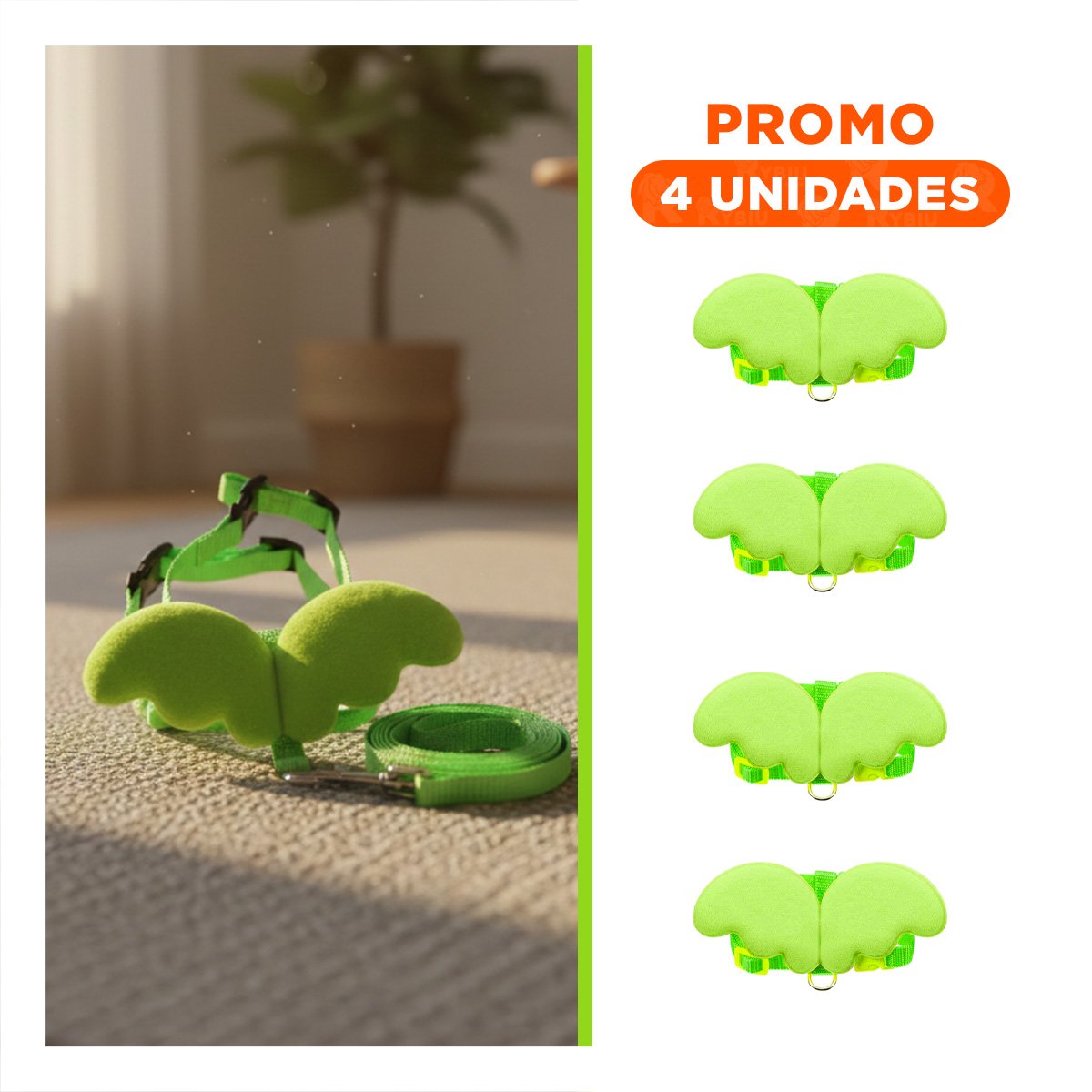 PACK4 PECHERA REGULABLE VERDE PET CON ALITAS PEQUENAS AJUSTABLE Y+REGALO STICKER - 1