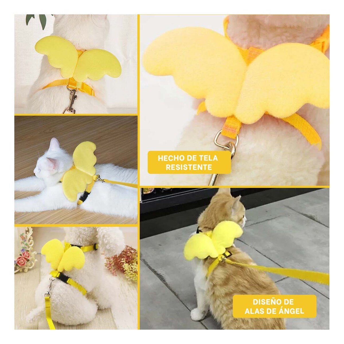 PACK12 PECHERA PET AMARILLO CON ALITAS PEQUENAS AJUSTABLE Y SEGURO Y+PAPEL REGALO - 2