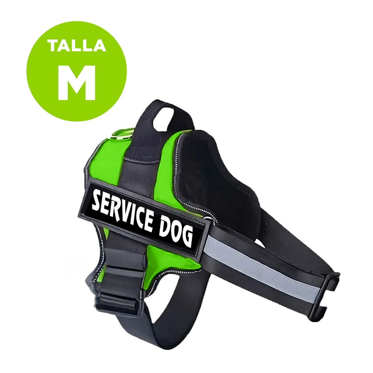PACK2 CINTURON PECHERA SERVICE DOG TALLA M VERDE CONFORTABLE Y+PAPEL REGALO - 4