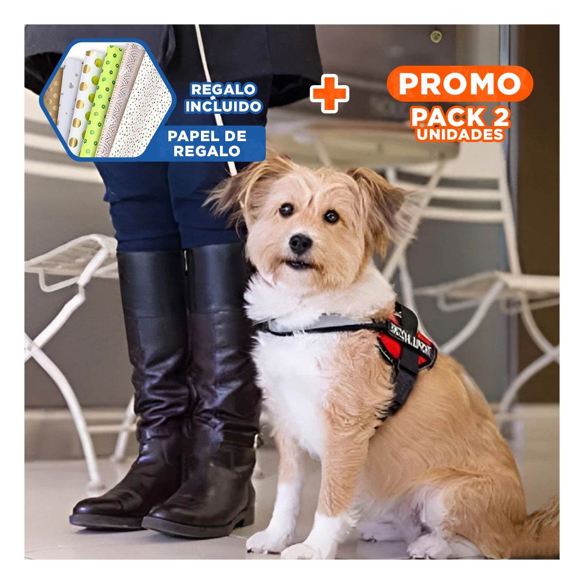 PACK2 ARNES CON ASA DE ENTRENAMIENTO SERVICE DOG TALLA S ROJO Y+PAPEL REGALO - 1