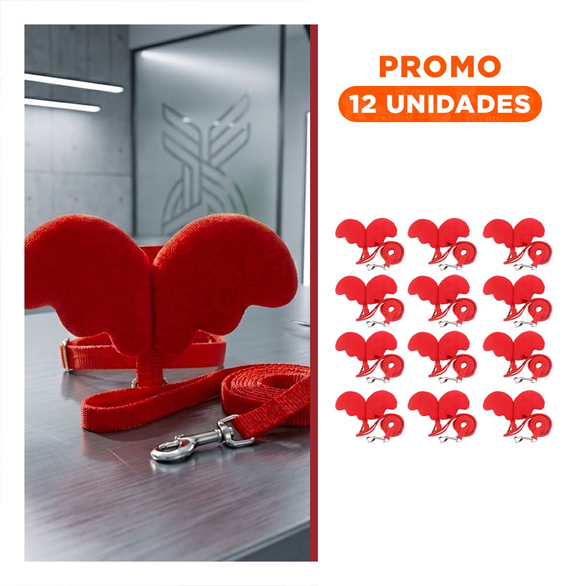 PACK12 SOPORTE PET ROJO CON ALITAS PEQUENAS COMODO PARA PASEO Y+REGALO STICKER - 1