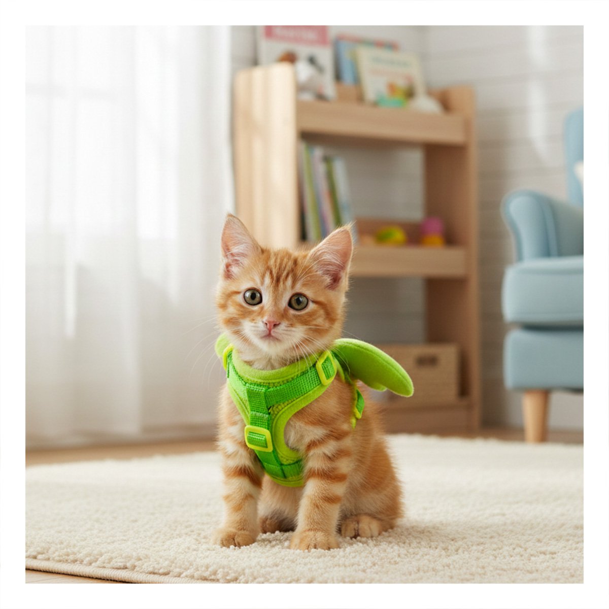 PECHERA REGULABLE PET CON ALITAS PEQUENAS VERDE PARA GATOS PEQUENOS Y+REGALO STICKER - 2