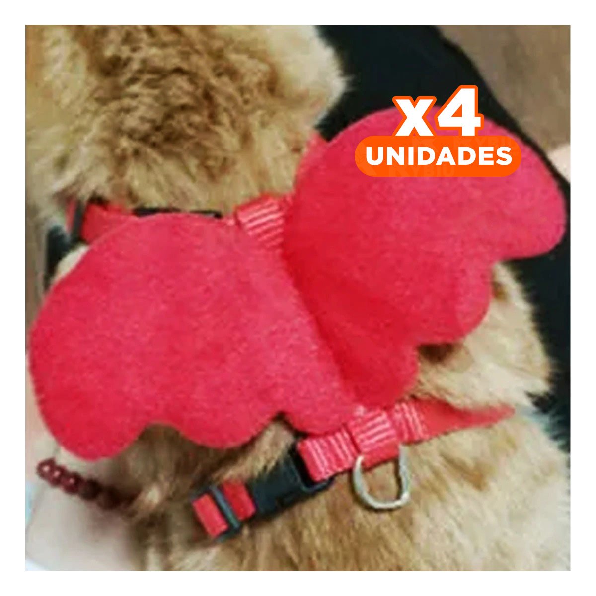 PACK4 ARNES REGULABLE ROJO PET CON ALITAS DECORATIVAS PEQUENAS - 1