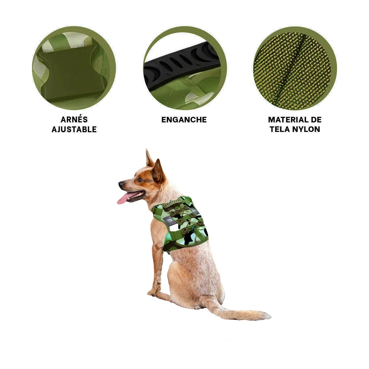 VESTIMENTA PARA MASCOTA VERDE OSCURO TALLA L LIGERA Y AJUSTABLE PARA ACTIVIDADES - 3