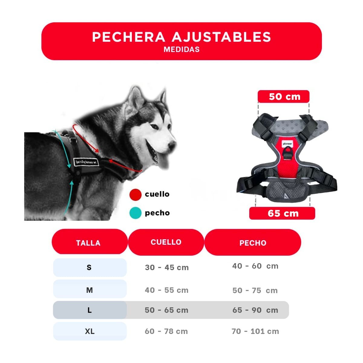 PACK2 CORREA CON PECHERA PARA MASCOTA ROJA TALLA L FACIL DE USAR Y+REGALO STICKER - 4