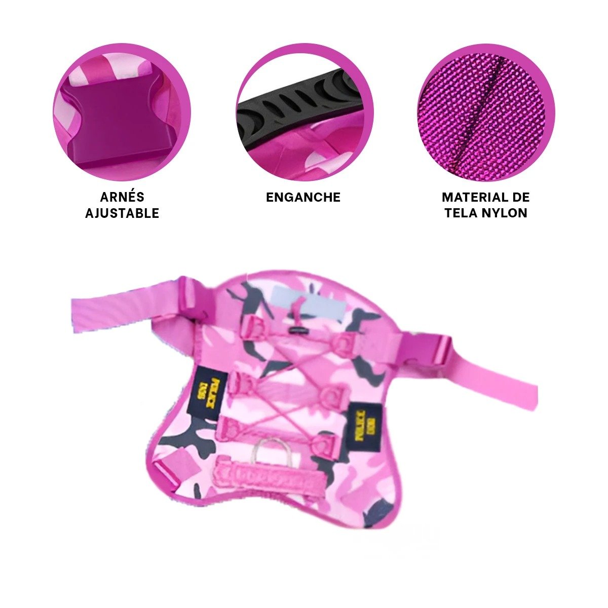 CHALECO PARA PERRO ROSADO TALLA L CON SUJECION SEGURA Y TELA RESISTENTE Y+LIGAS REGALO - 3