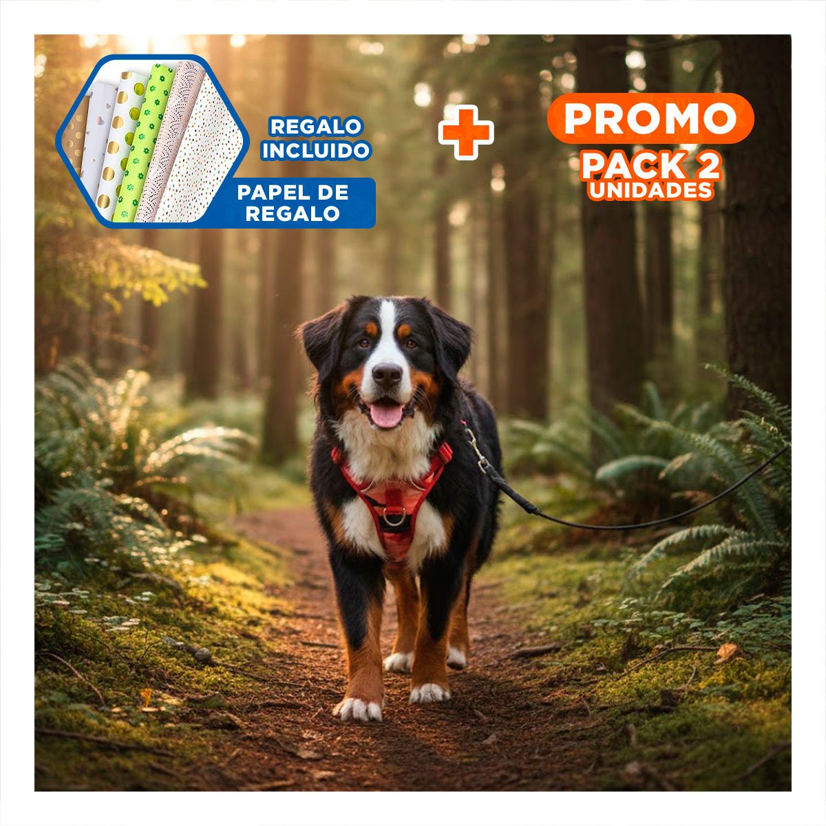 PACK2 ACCESORIO CHALECOS TACTICO PARA PERRO ROJO PRACTICO Y COMODO PARA PASEOS Y+PAPEL REGALO - 1