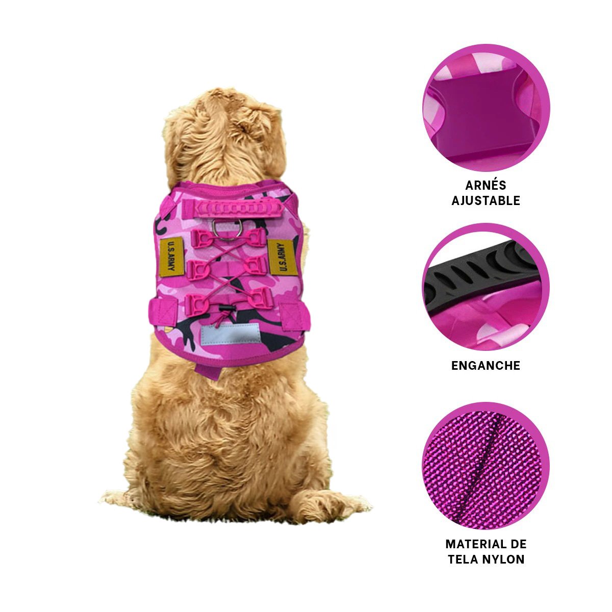 CHALECO PARA PERRO ROSADO TALLA L CON MATERIAL LIGERO Y DURADERO PARA MASCOTAS - 3