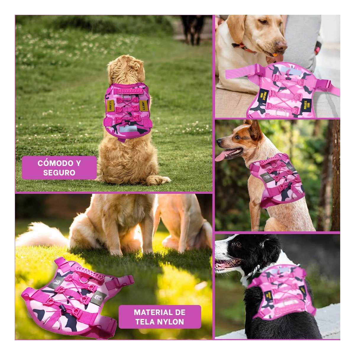 CHALECO PARA PERRO ROSADO TALLA L CON MATERIAL LIGERO Y DURADERO PARA MASCOTAS - 5