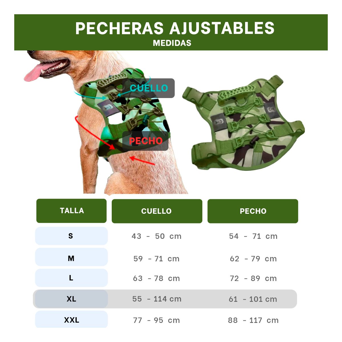 CHALECO PARA PERRO VERDE OSCURO PECHERA TACTICA RESISTENTE Y LIGERO Y+REGALO STICKER - 4