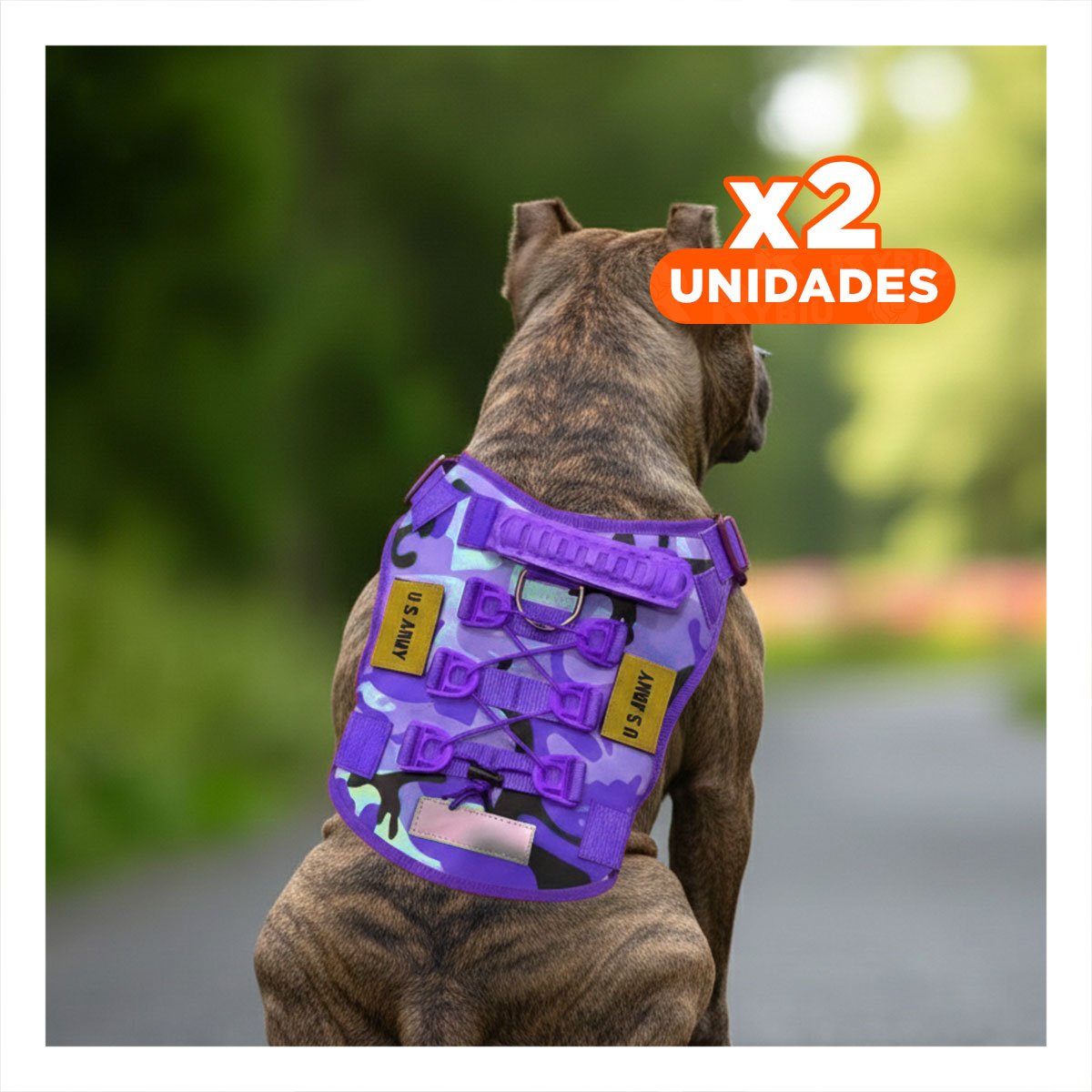 PACK2 PROTECTOR CHALECOS TACTICO PARA PERRO MORADO TALLA XL FACIL DE USAR Y+REGALO STICKER - 1
