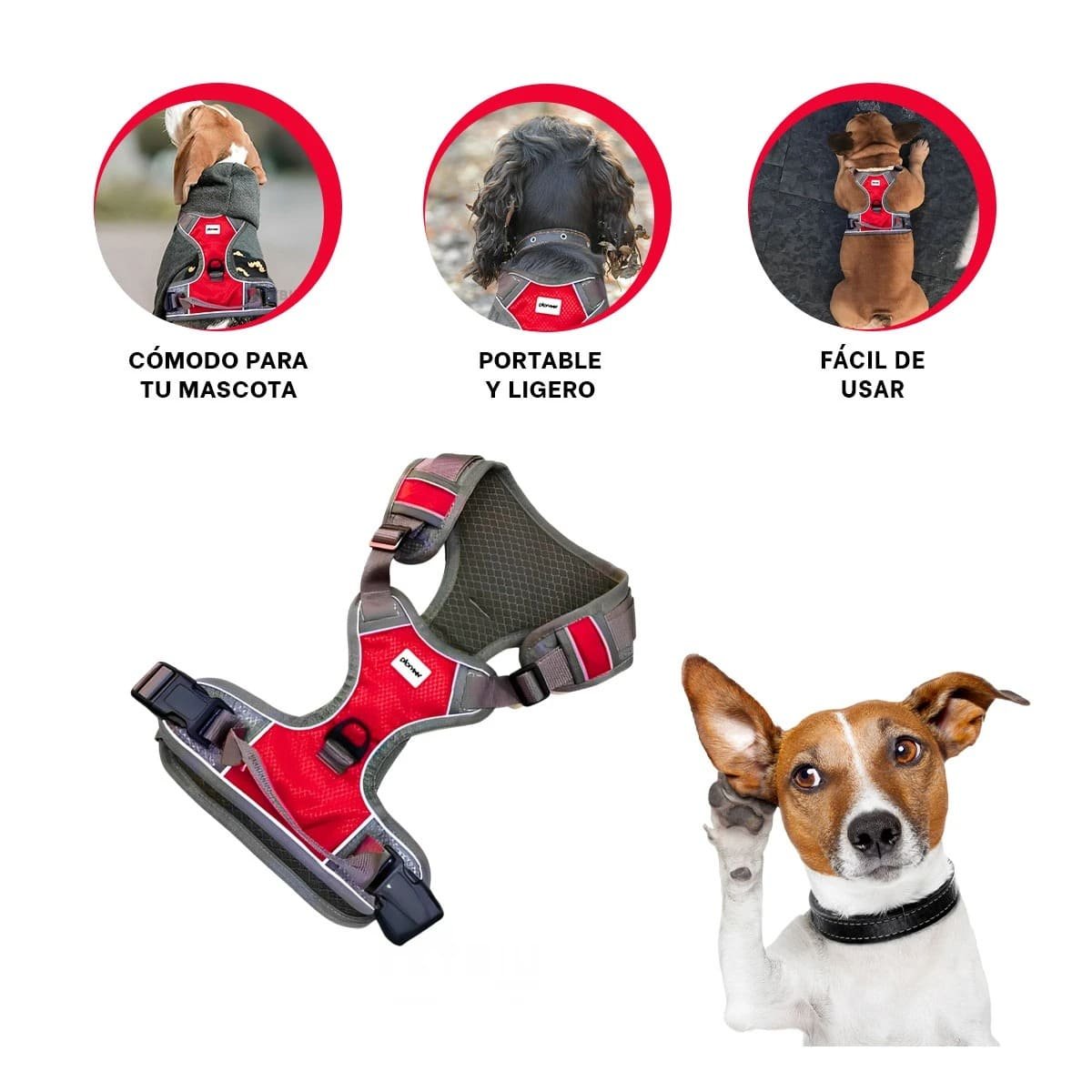 ARNES PARA ANIMAL ROJO TALLA L MATERIAL RESISTENTE Y LIGERO - 3