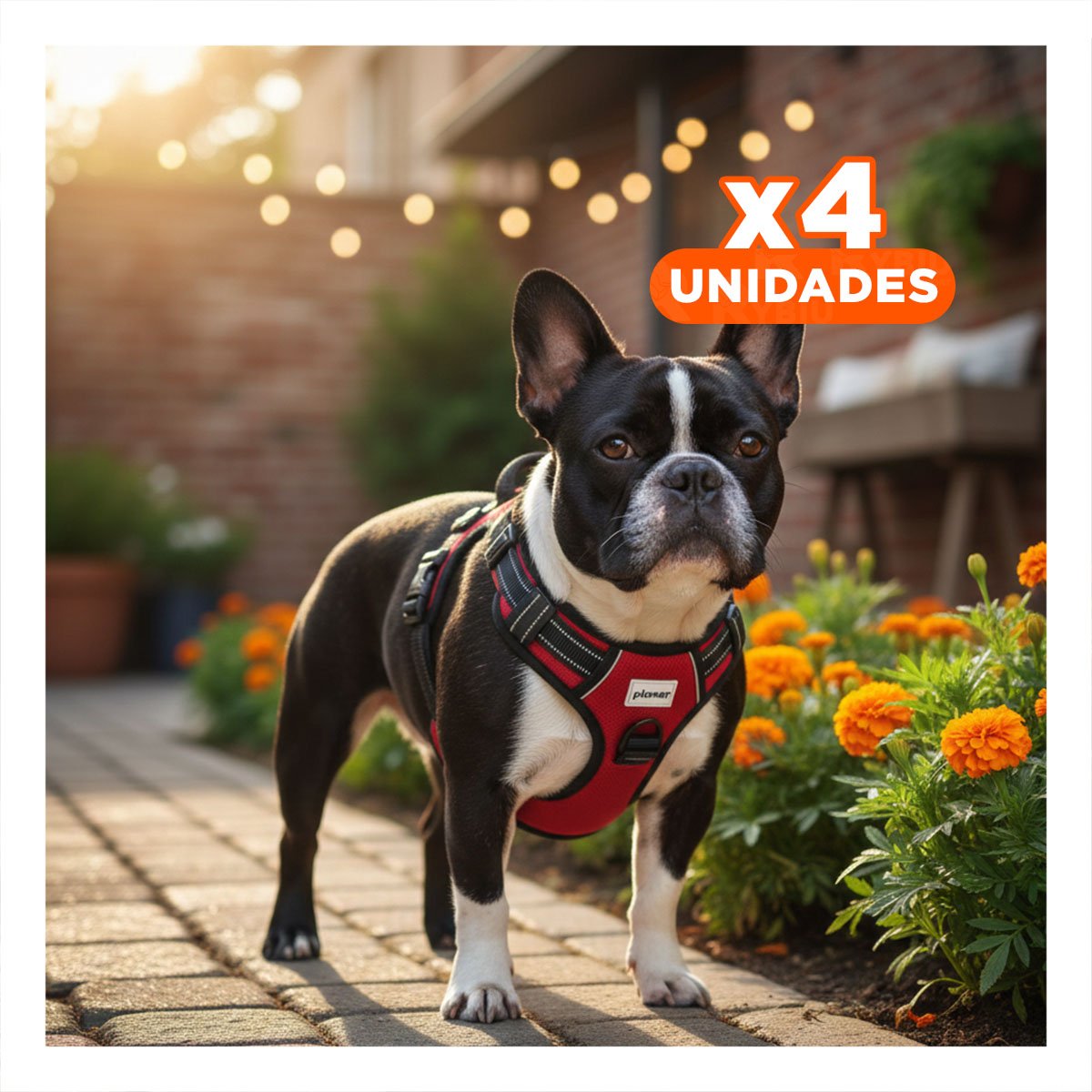 PACK4 CHALECO REFLECTANTE PARA PERRO ROJO TALLA M MEJOR SEGURIDAD EN CAMINATAS NOCTURNAS - 1