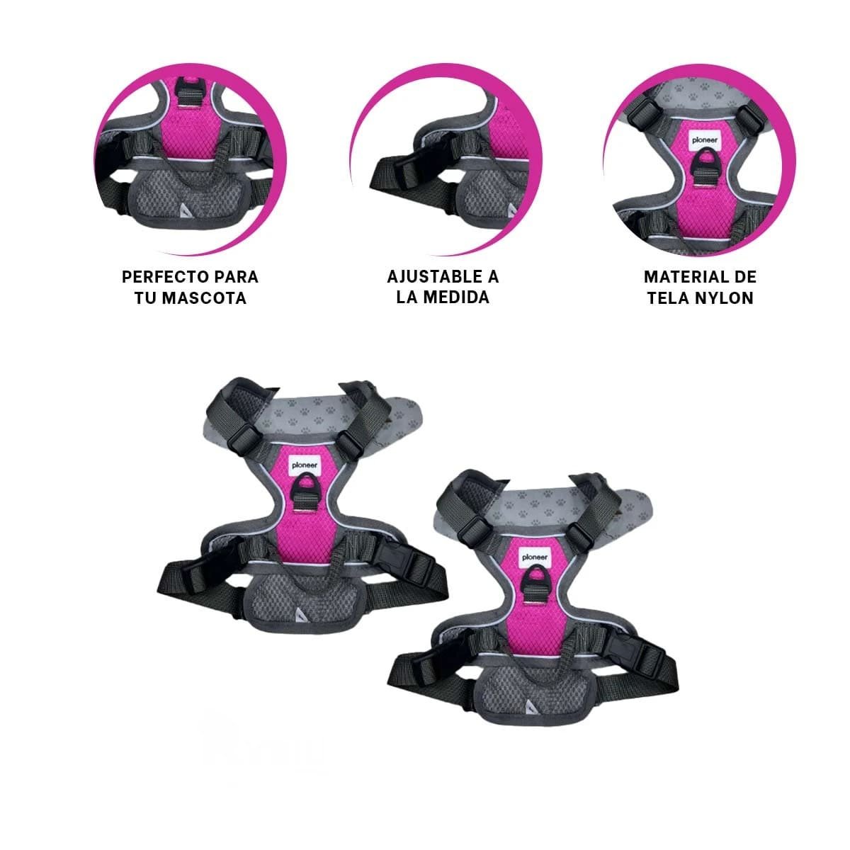 EQUIPO PARA PERRO FUCSIA TALLA L CHALECO CON CORREA INCLUIDA - 3
