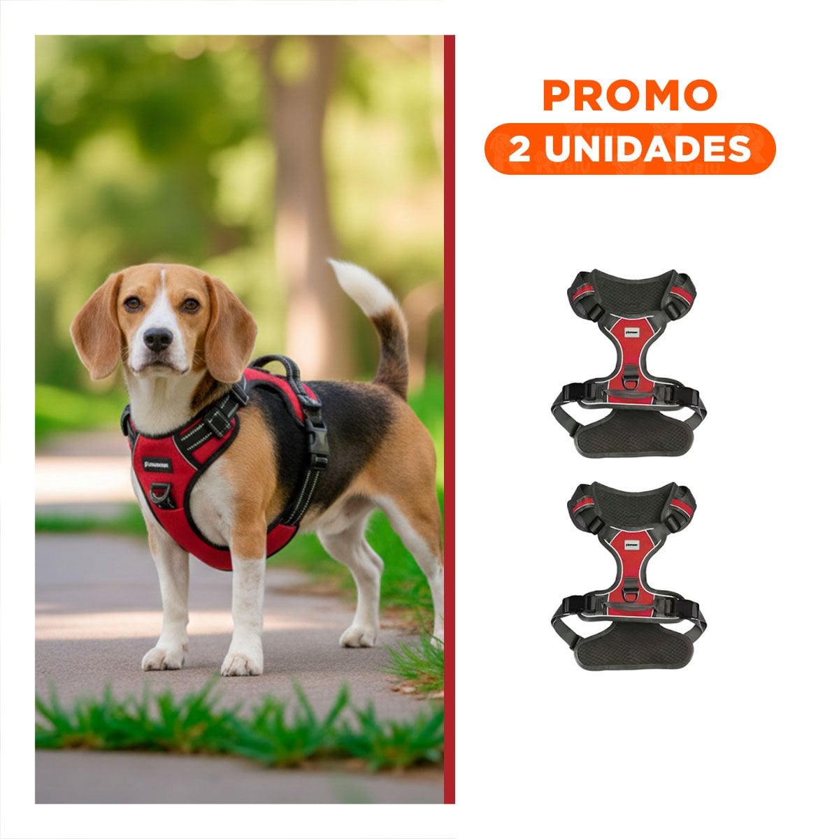 PACK2 ARNES DEPORTIVO PARA PERRO ROJO TALLA M PASEO SEGURO Y COMODO EN EXTERIOR - 1