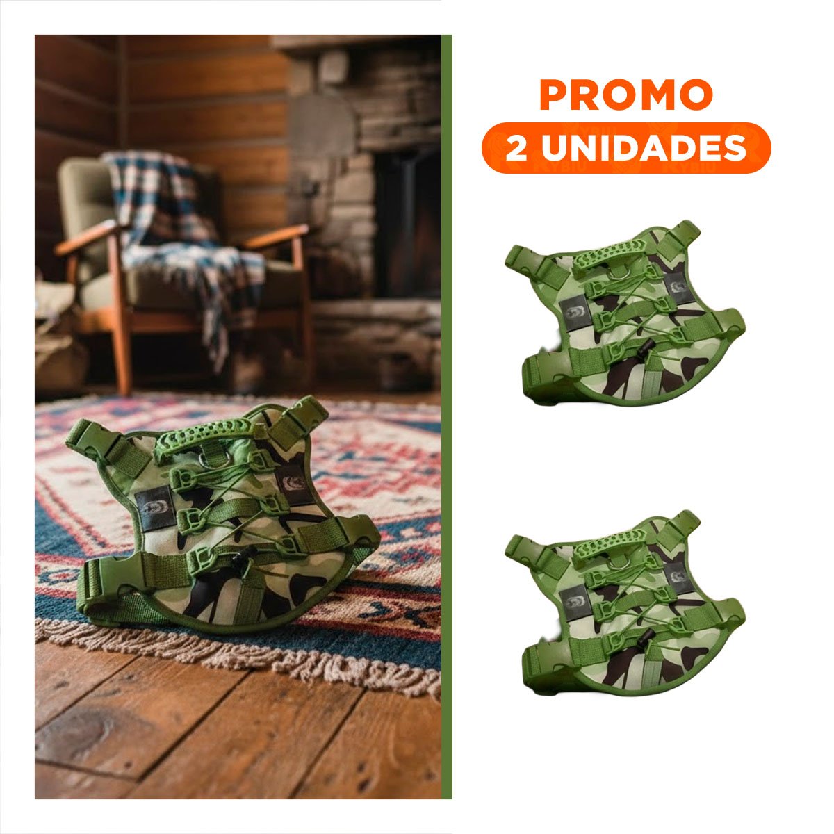 PACK2 CINTURON PARA PERRO VERDE OSCURO PECHERA TACTICA AJUSTABLE PARA ENTRENAMIENTO - 1