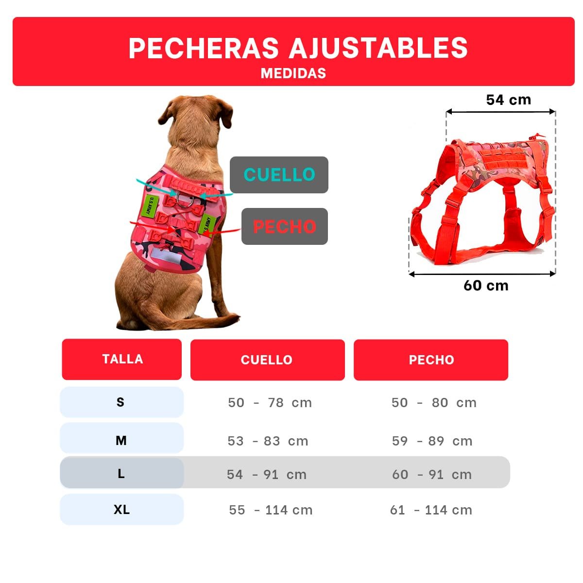 PACK6 CHALECO CHALECOS TACTICO PARA PERRO ROJO FACIL DE COLOCAR Y SEGURO Y+REGALO STICKER - 4