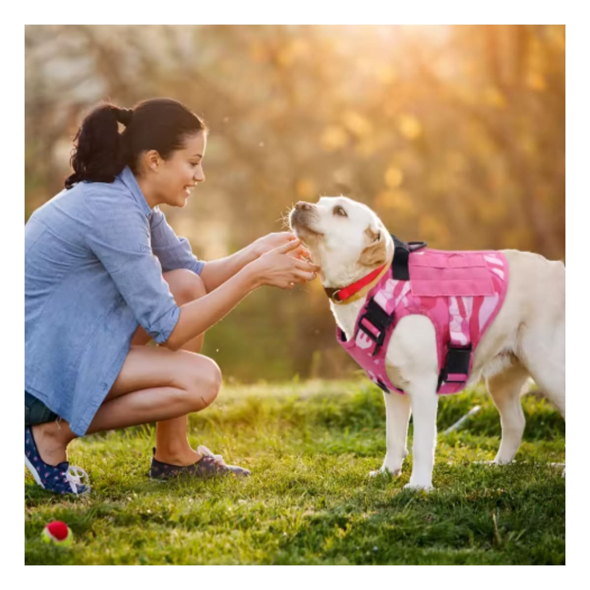 PECHERA PARA PERRO ROSADO TACTICO TALLA XL CON CIERRE SEGURO Y+REGALO STICKER - 5