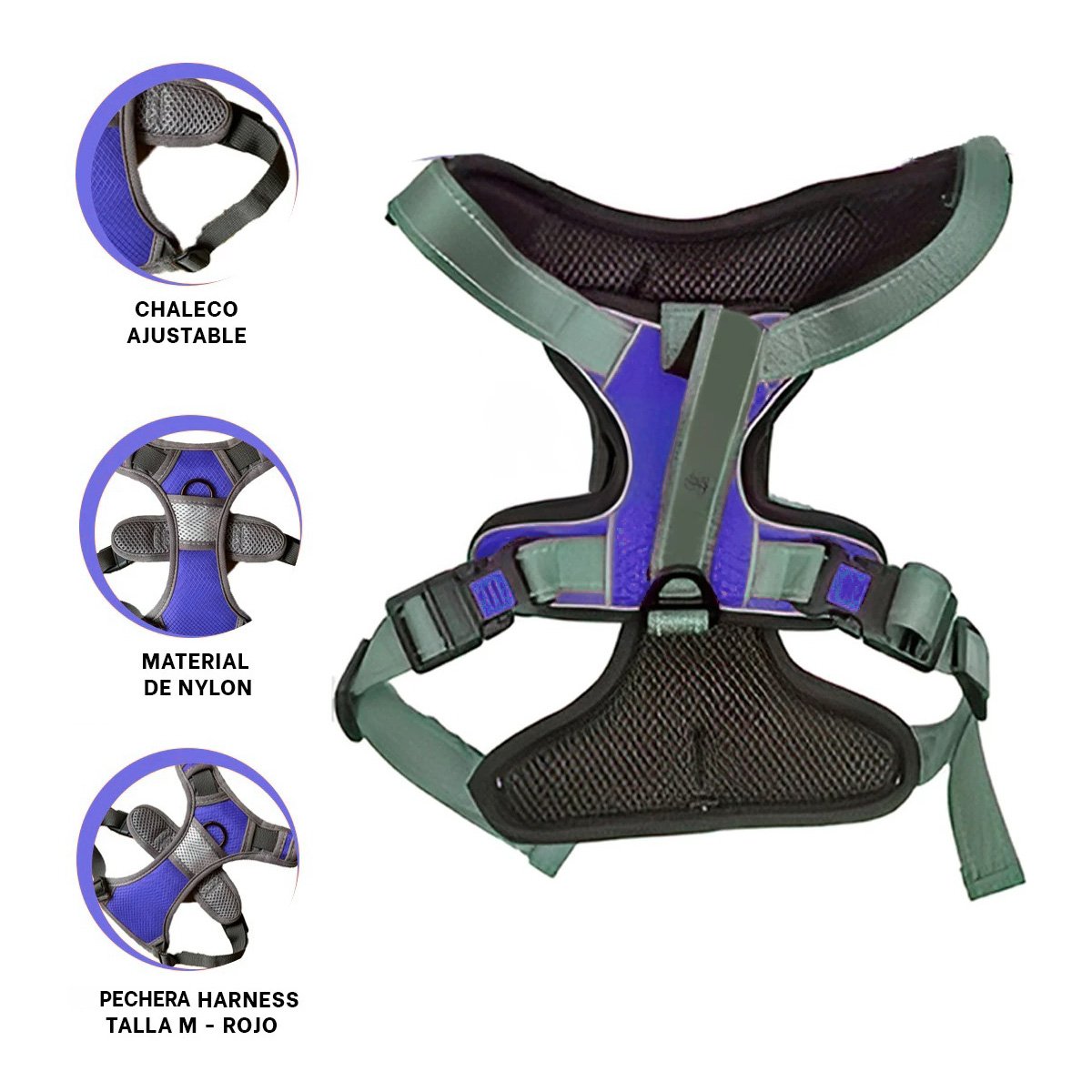 PACK2 CHALECO CONFORT PARA PERRO MORADO TALLA L FACIL DE COLOCAR - 2