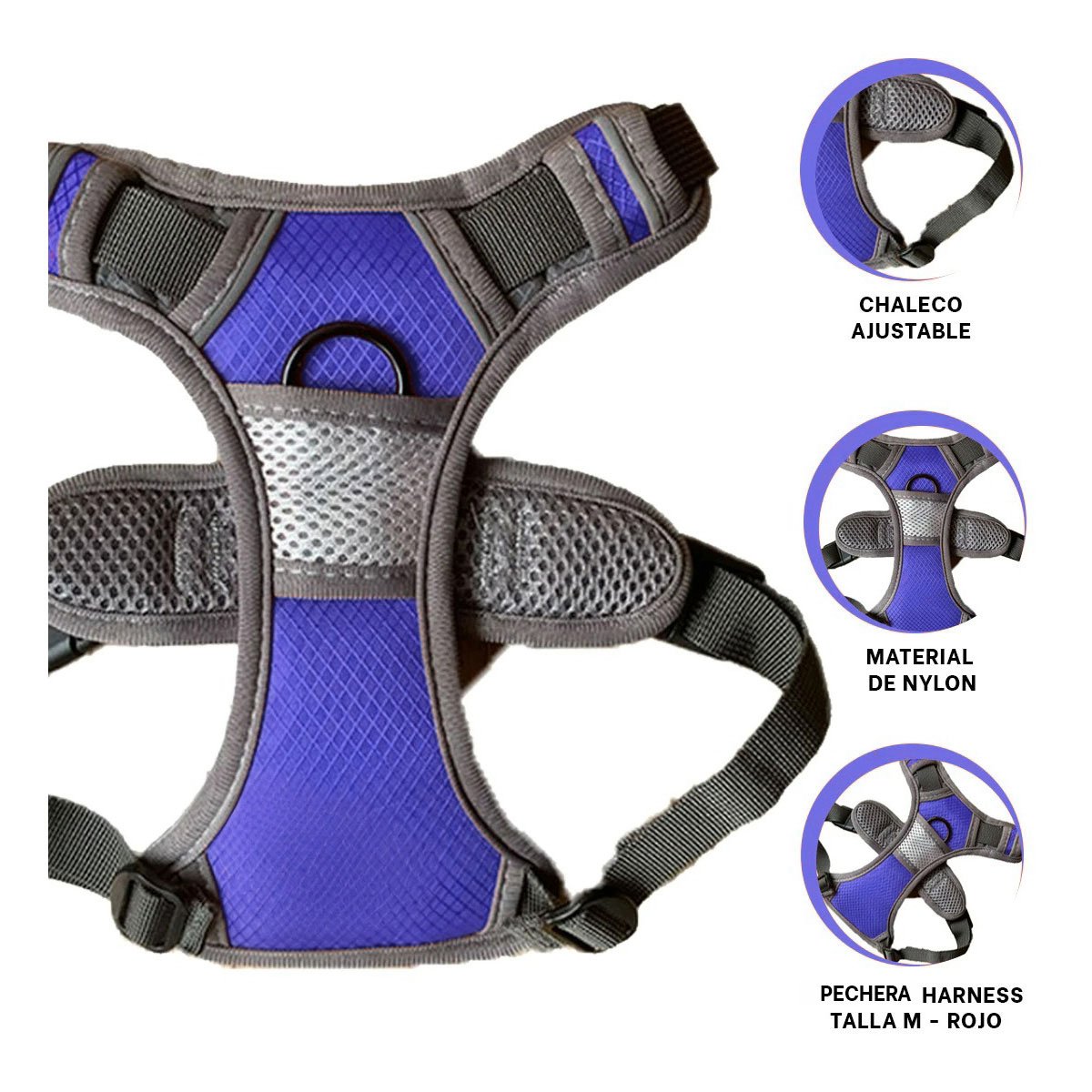 PACK2 CHALECO CONFORT PARA PERRO MORADO TALLA L FACIL DE COLOCAR - 3