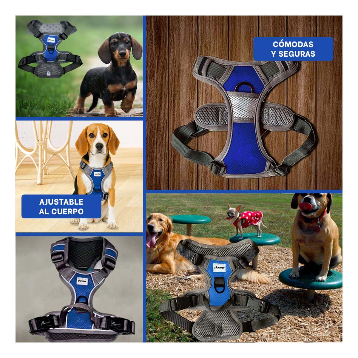 PECHERA ANTITIRONES PARA PERRO AZUL TALLA M COMODA Y AJUSTABLE - 5