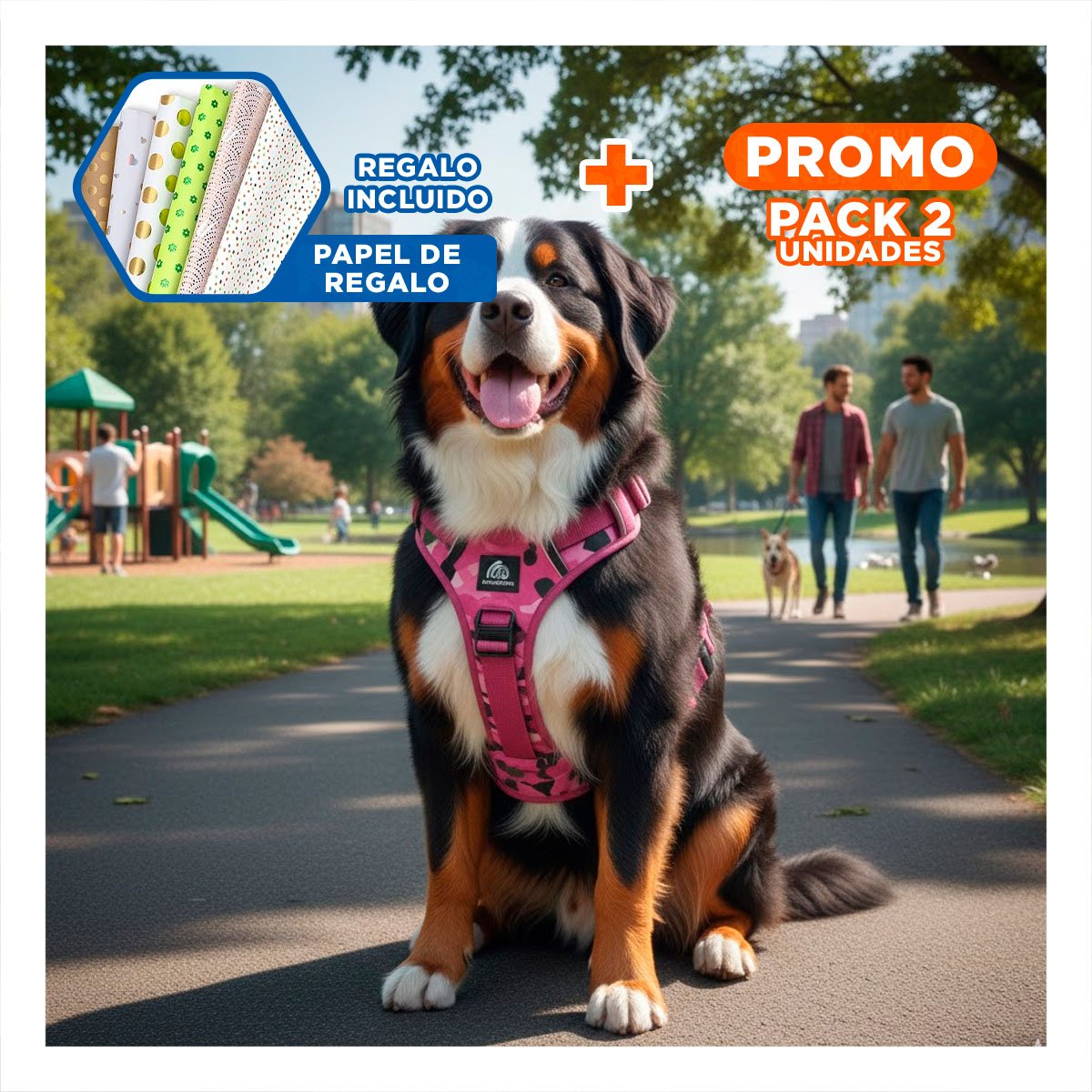 PACK2 CHALECO PARA PERRO ROSADO TALLA L CON CORREAS AJUSTABLES Y+PAPEL REGALO - 1