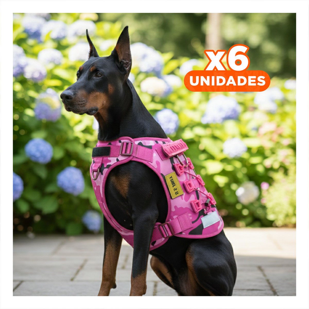 PACK6 CHALECO PARA PERRO ROSADO TACTICO TALLA XL AJUSTABLE Y COMODO Y+REGALO STICKER - 1