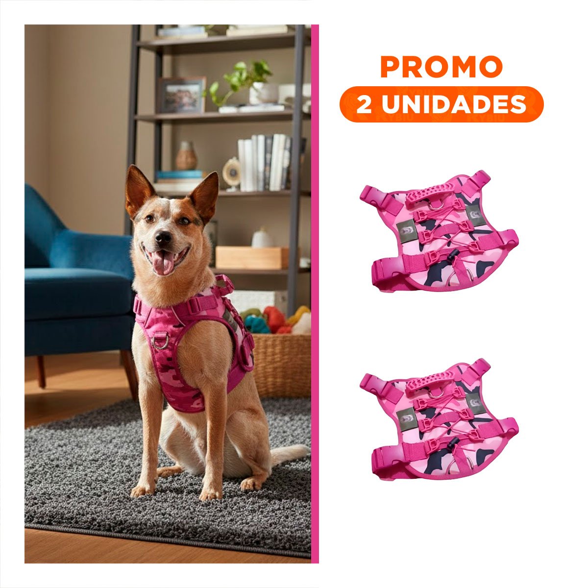 PACK2 PECHERA PARA PERRO ROSADO TALLA L CON ESTILO ELEGANTE Y COMODIDAD PARA PASEO - 1