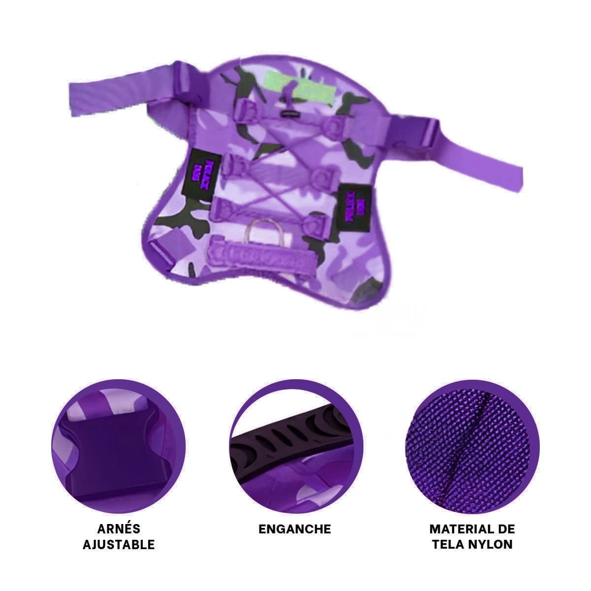 CORREA PARA MASCOTAS MORADO TALLA L CON SISTEMA SEGURO Y COMODO - 3