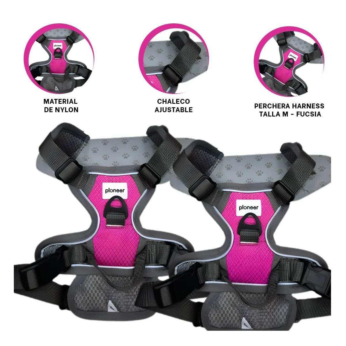 SUJETADOR LIGERO FUCSIA PARA PERRO FACIL DE USAR Y MATERIAL SUAVE - 3