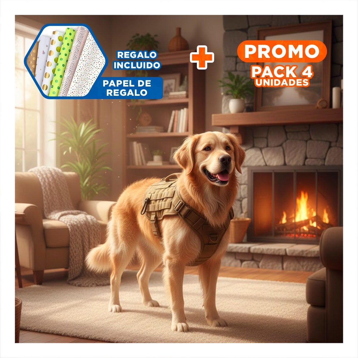 PACK4 CHALECO PROTECTOR AJUSTABLE PARA PERRO VERDE CLARO TALLA XL Y+PAPEL REGALO - 1