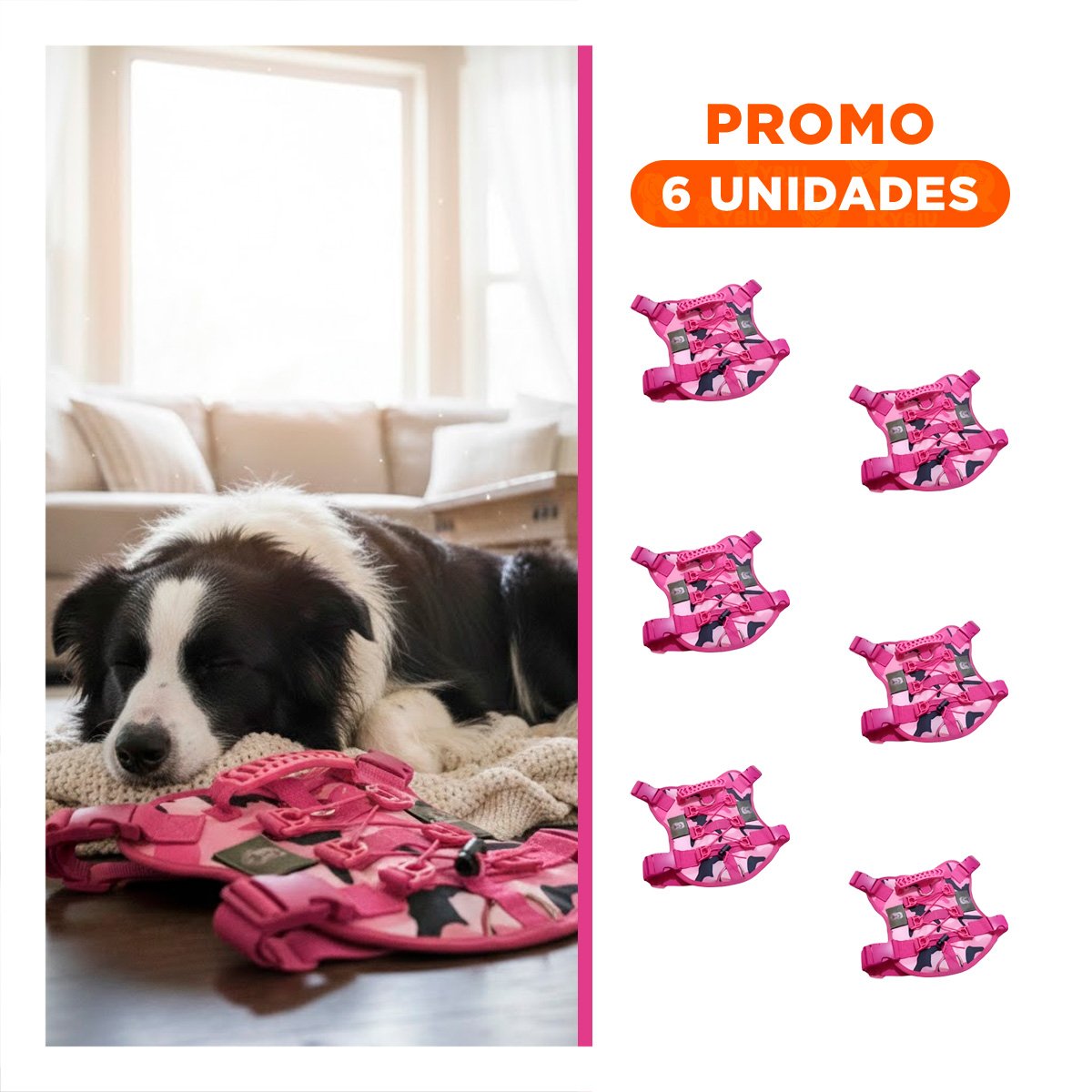 PACK6 CHALECO PARA PERRO ROSADO TALLA L CON MATERIAL LIGERO Y AJUSTE COMODO - 1
