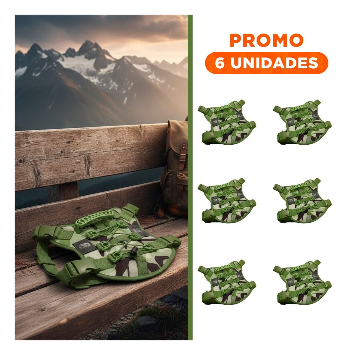 PACK6 PECHERA PARA PERRO VERDE OSCURO CHALECO TACTICO RESISTENTE Y COMODO - 1