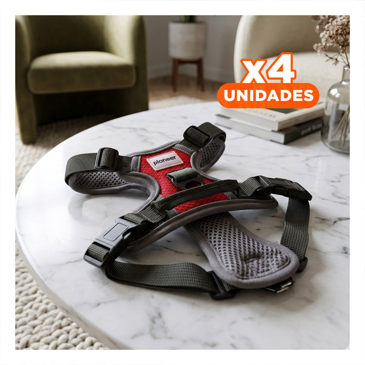 PACK4 PRODUCTO DE PASEO PARA PERRO ROJO TALLA S SEGURO - 1