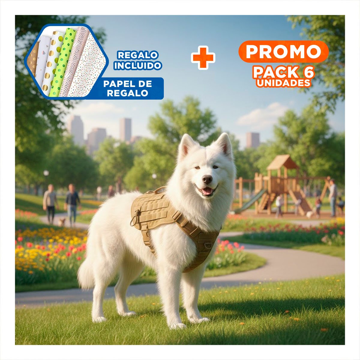 PACK6 CHALECO RESISTENTE PARA PERRO VERDE CLARO TALLA XL SEGURO Y DURADERO Y+PAPEL REGALO - 1