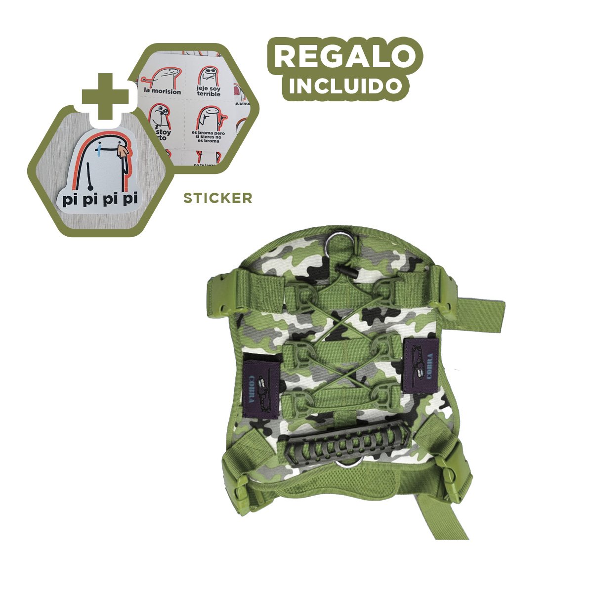CHALECO PARA CAN VERDE OSCURO TALLA L FACIL DE AJUSTAR Y COMODO PARA PASEAR Y+REGALO STICKER - 1