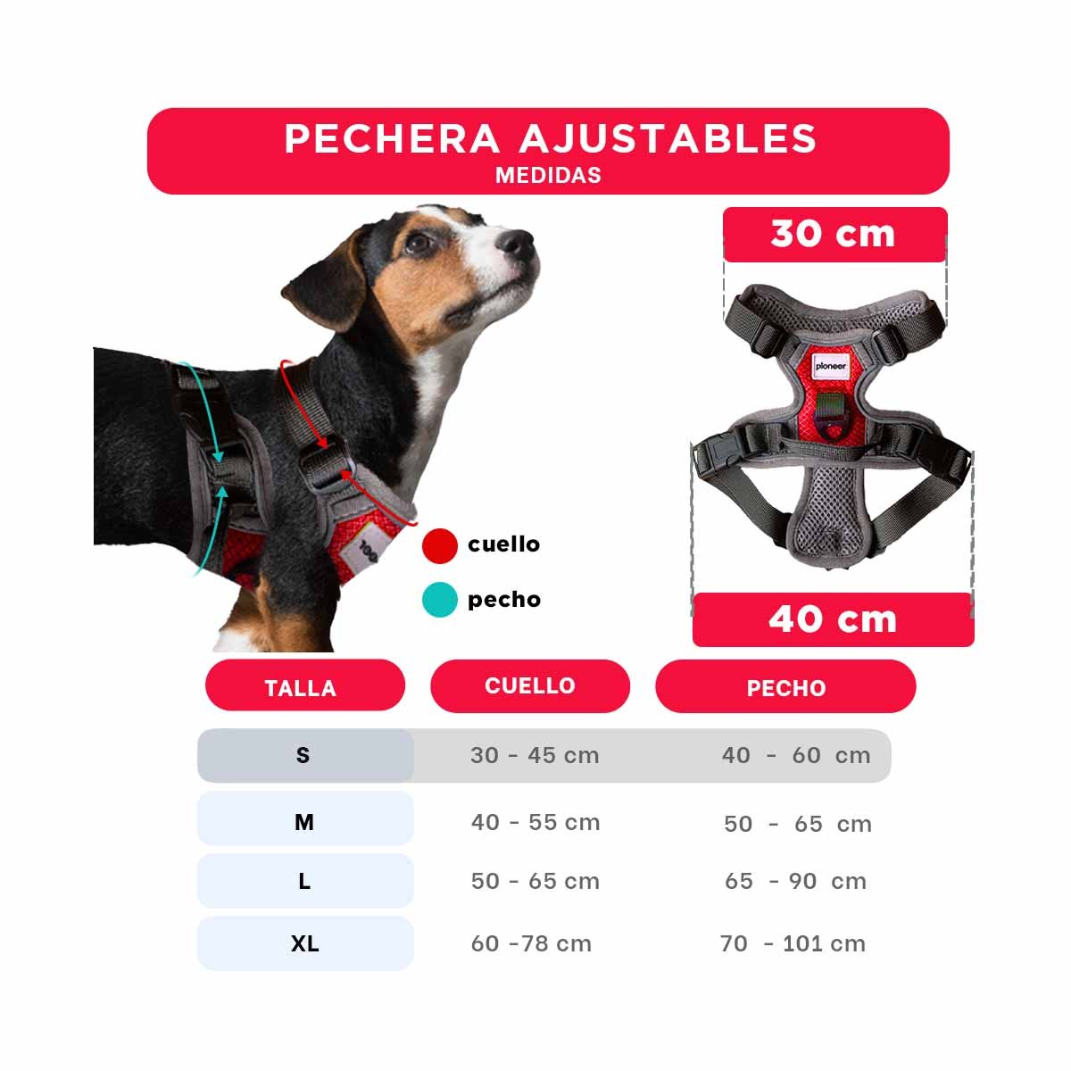 PACK6 SISTEMA AJUSTABLE PARA PERRO ROJO TALLA S COMODO Y+PAPEL REGALO - 4