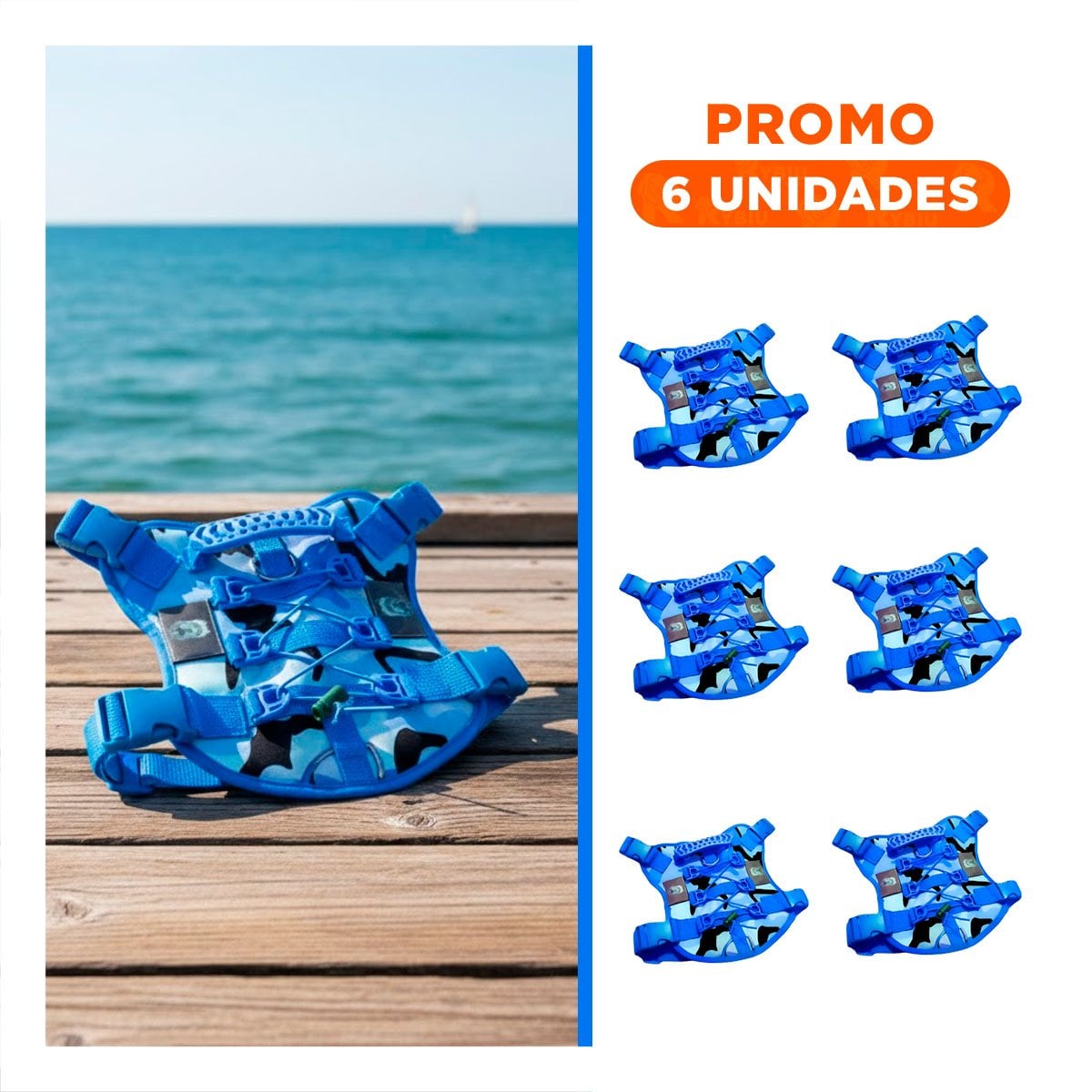 PACK6 PECHO AJUSTABLE PARA PERRO AZUL CON CHALECO RESISTENTE Y COMODO - 1