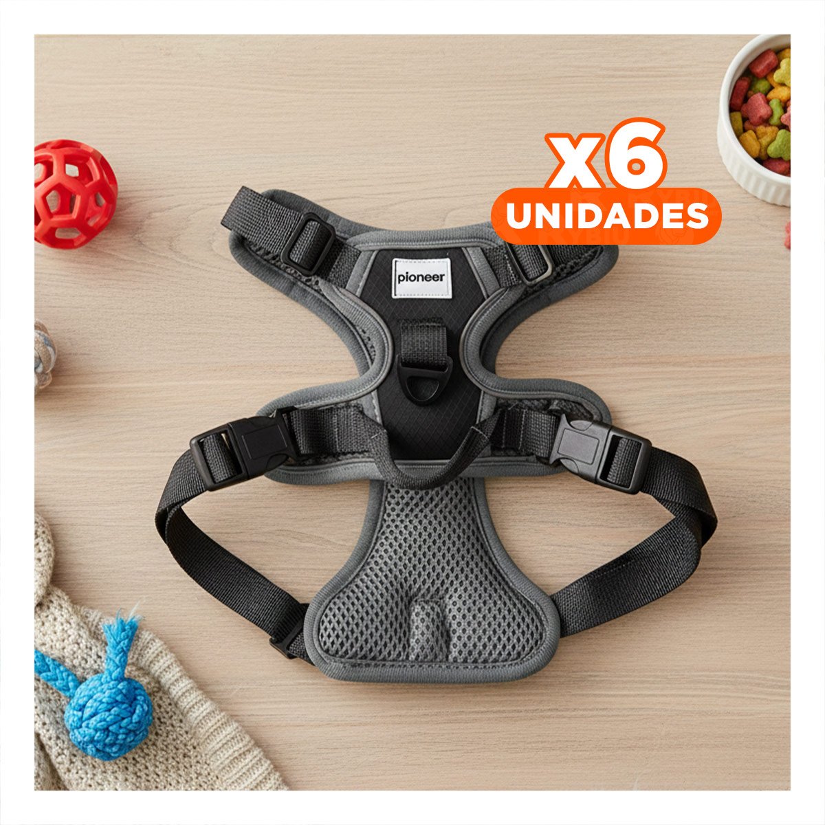 PACK6 CINTURON PARA PERRO NEGRO TALLA M CON AJUSTE RAPIDO Y RESISTENCIA Y+REGALO STICKER - 1