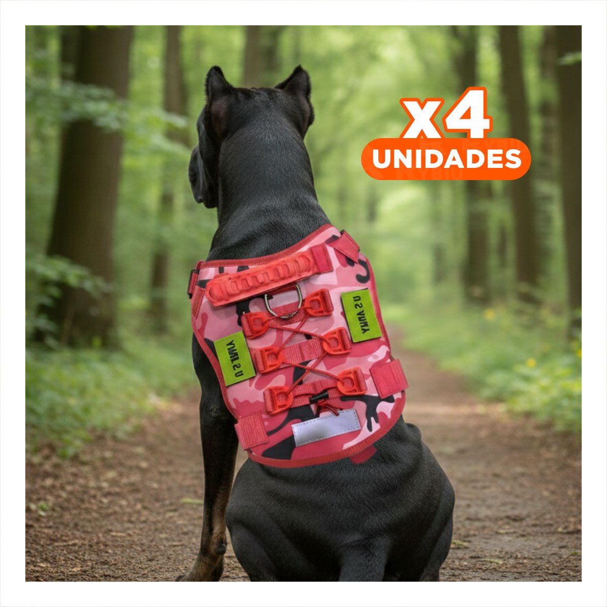 PACK4 ARNES PARA PERRO TACTICA ROJO RESISTENTE Y AJUSTABLE PARA SALIDAS AL EXTERIOR - 1