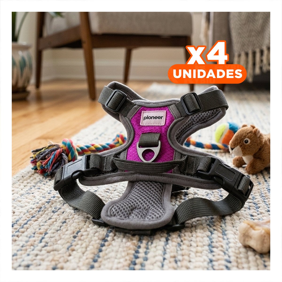 PACK4 EQUIPO DE PASEO PARA PERRO FUCSIA TALLA S FIRME Y CONFORTABLE - 1