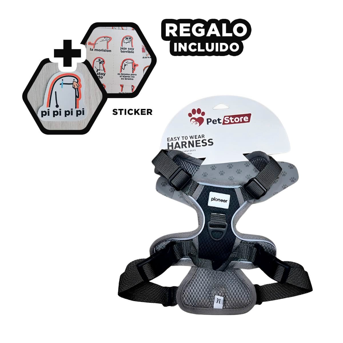 CONJUNTO DE PASEO PARA PERRO CON PECHERA RESISTENTE Y AJUSTABLE Y+REGALO STICKER - 1