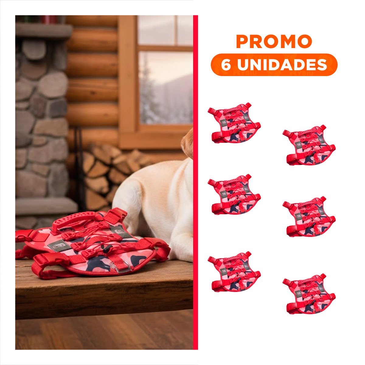 PACK6 ACCESORIO CHALECOS TACTICO PARA PERRO ROJO PRACTICO Y SEGURO PARA ENTRENAMIENTO - 1