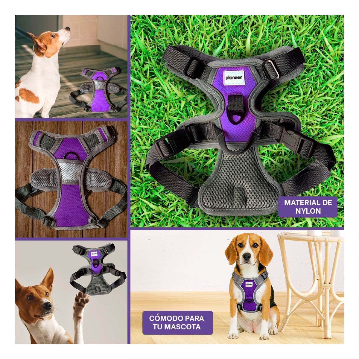 PACK2 SOPORTE DEPORTIVO PARA PERRO MORADO TALLA M FACIL DE COLOCAR Y AJUSTAR Y+PAPEL REGALO - 3